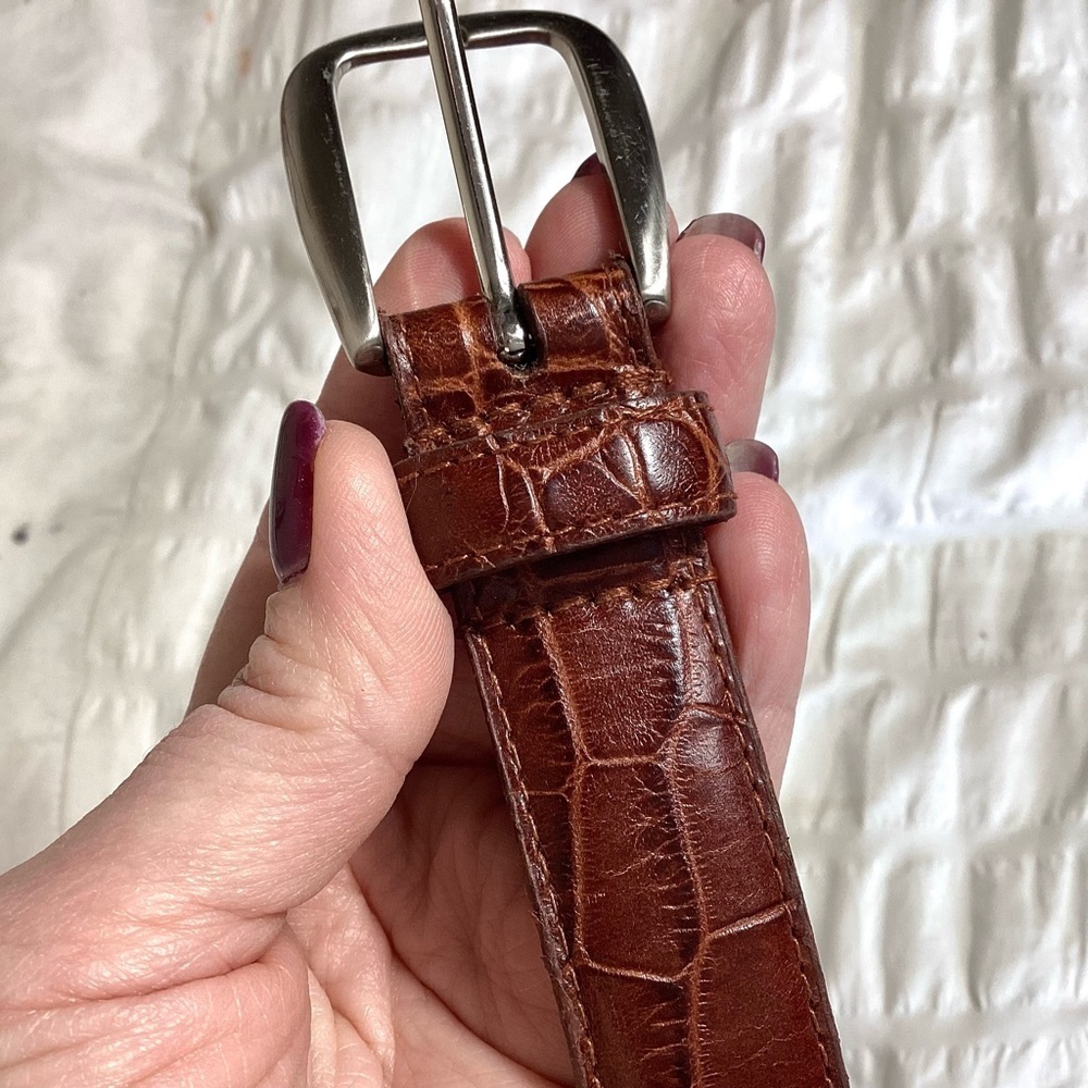 St Johns Bay Croc Embossed Leather Belt Size M - Picture 13 of 15